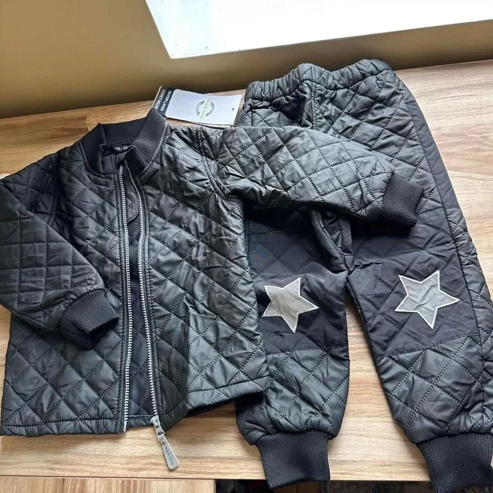 Mikk-Line Kids 104cm 3-4 boys  Quilted Jacket Pants Set Reflective Windproof